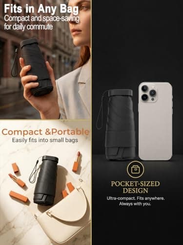 Mini Travel Umbrella for Sun Protection, SPF 50+ Compact UV Umbrella — view 6