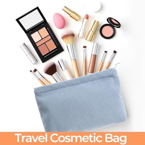 4 Pcs Corduroy Travel Cosmetic Bags, Zipper Makeup Pouches for Women — view 3