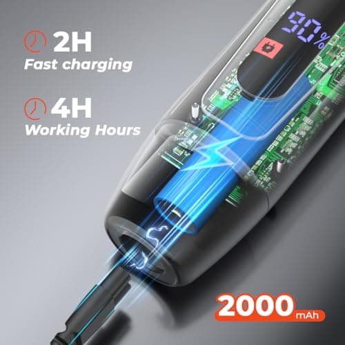 2000mAh Hair Clippers Men Cordless 4 Hours Long Running Time, Professional Hair Clipper, Low Battery Reminder, Travel Lock, Beard Trimmer Kit with 8 Limit Combs Shavers Men Waterproof — view 5