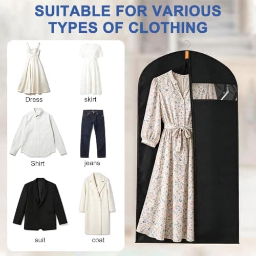Acual 2 Pack Dress Bags Covers Long 60 x 140 cm, PEVA Garment Bags — view 5