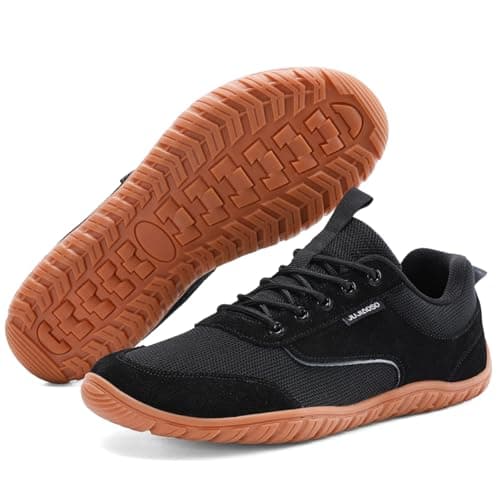 JUJIAOSO Unisex Wide Barefoot Shoes for Men Women Outdoor Trail Running Minimalist Walking Shoes Lightweight and Breathable(Black/Brown,UK 8.5) — view 3