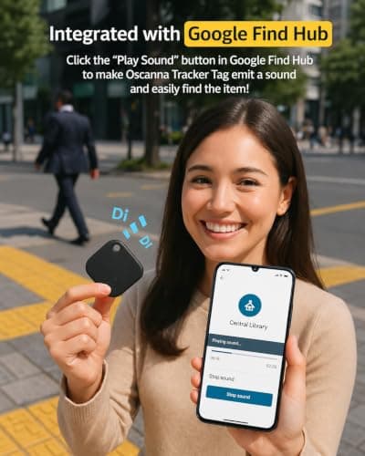 Oscanna Smart Tag 2 Pack for Google Find Hub, Bluetooth Item Trackers for Android, Keys, Bags and Luggage, Replaceable CR2032 Battery, Black — view 6