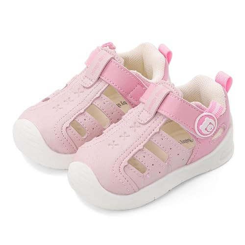MK MATT KEELY Baby Boys Girls Sandals Toddlers Summer First Walking Shoes Kids Closed Toe Pre Walkers with Anti-Slip Rubber Sole,Pink,Size 4.5 UK Child