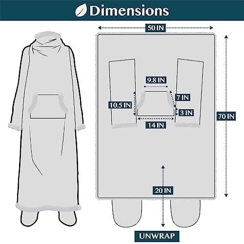 PAVILIA Fleece Blanket with Sleeves, Foot Pockets for Women Men Adults, Plush Wearable Blanket Throw Wrap, Warm Snuggle Blanket Robe, Cozy Gift Ideas Wife Mom, Light Pink — view 6
