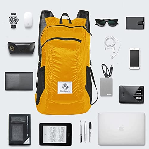 4Monster Packable Backpack Ultra Lightweight, Foldable Backpack Water Resistant, Hiking Daypack for Travel Camping Outdoor, Daily Walk-around, Cycling, Sports, Excursions(Orange, 24L) — view 4