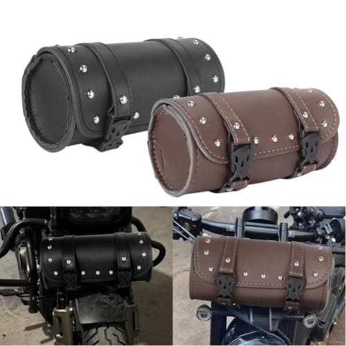 Minflora Motorcycle Saddle Bag PU Leather Side Tool Storage(Brown) — view 3