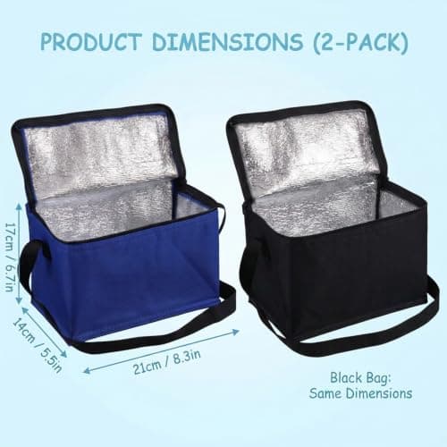 2 Pcs Small Cooler Bag, Small Cool Bags, Cooler Bag Small, Thermal Cooler Bag for Work School Travel, Office Meals and Outdoor Activities, Camping, Picnic, Beach, Bbq and Gift — view 2