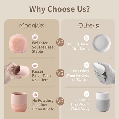 Moonkie Baby Cup | Silicone Open Cup Baby from 6 Months | Weighted Base (Anti-Tip) | BPA Free | Capacity Markings | 60ml (Ether) — view 6