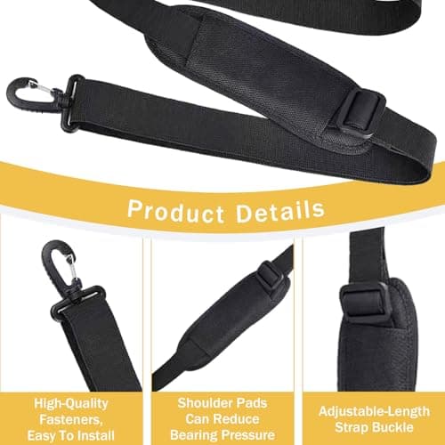 HONGLINSONG Bag Strap, Adjustable Bag Shoulder Strap with Soft Pad and Dual Clasps, 63 Inches Replacement Straps for Laptop Camera Handbag Luggage Travel Sports Fitness Crossbody Bags Briefcase — view 3