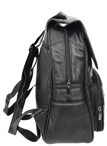 Large Size Real Leather Backpack For Women Daypack Organiser Bags HOL0791 Black — view 4