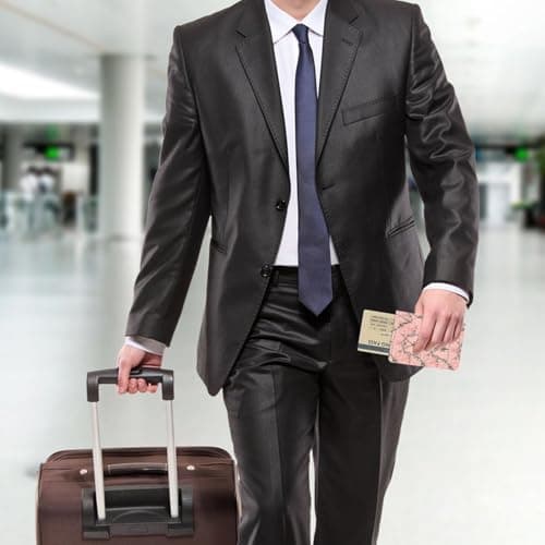 MDATT Pink Leaves Camo Printing Cowhide Travel Passport Wallet for Women Men Document Organizer Passports Holder for Travel — view 6