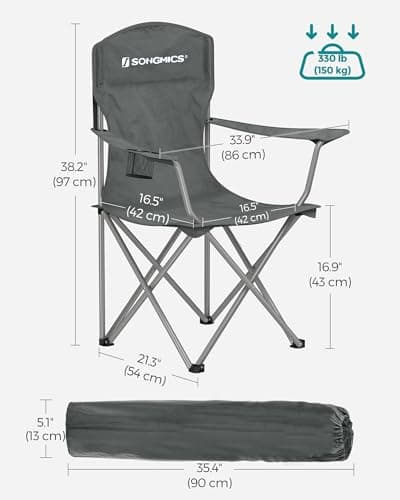 SONGMICS Set of 2 Folding Camping Chairs, Max. Load Capacity 150 kg — view 3
