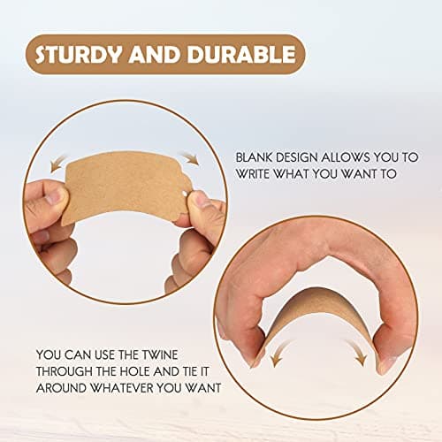 AUTUUCKEE 200 Pcs Kr-AFT Gift Tags, Brown Paper Gift Tags Small Blank with String, Present Tags for Wedding Labels Birthday Luggage — view 3
