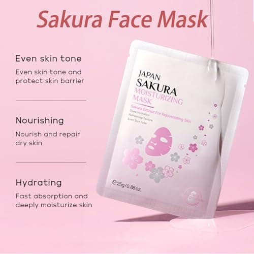 Skin Care Sets & Kits For Women Gifts, Sakura Pamper Gifts for Women, Travel Skincare Set for Brightening - Cleanser, Serum, Cream, Eye Serum, Face & Mud & Sleep Mask*2, Brush, Headband — view 5