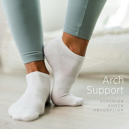 3 Pairs Women's Bamboo Trainer Socks, Arch Support, White, UK 4–7 — view 4