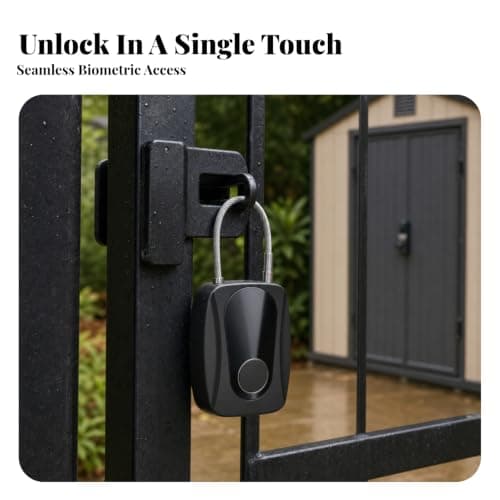 Padlock Biometric Lock Keyless Padlock Steel Wire Shackle Construction with Quick One Multi User Profiles and Emergency Charging Suitable for School — view 6