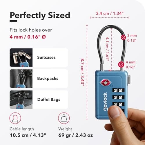 NovLock Suitcase Locks, TSA Approved Luggage Locks, 4-Digit Travel Padlocks — view 2