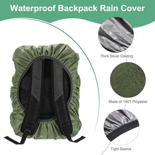 M METERXITY Waterproof Backpack Rain Cover, 75L-85L Waterproof Backpack Cover, Bag Rain Cover with a Vertical Reflective Strap for Hiking/Biking/Camping/Outdoor Traveling [Army Green] — view 2