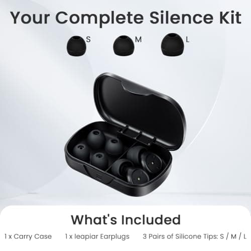 ABOHU Ear Plugs for Sleep, 50dB Noise Cancelling Hearing Protection Earplugs with 3 Tips in S/M/L, Ultra-Soft Reusable Silicone Noise-Reducing Earplugs for Sleep, Travel, Concerts & Work (Black) — view 2