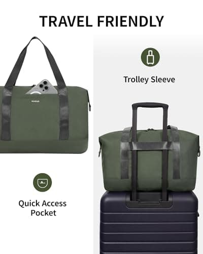ECOHUB Ryanair Cabin Bags 40x30x20, 24L Underseat Hand Luggage Bag, Foldable Carry On Bag with Removable Wet Pocket, Water-Resistant Overnight Hospital Weekend Bag for Women, Green (Patent Pending) — view 6