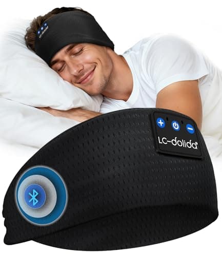LC-dolida Sleep Headphones Headband,Soft Sleeping Headphones Bluetooth Headband with Earphones Wireless Soft Music Headband Earphones for Men Women Teens Yoga Workout Fitness Relax Travel