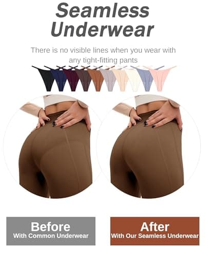 10 Pack Seamless G-string Thongs for Women Underwear No Show Thong Panties — view 3