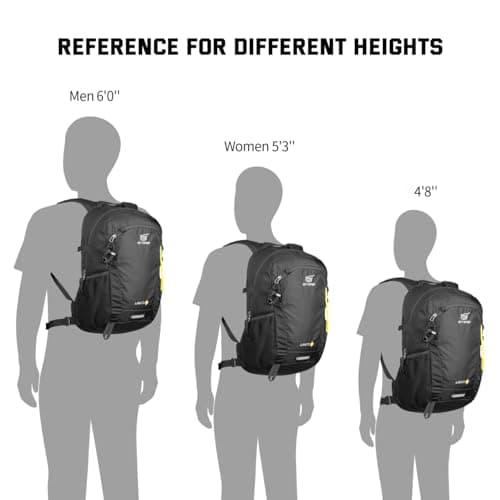 SKYSPER Small Hiking Backpack, 20L Lightweight Travel Backpacks Hiking Daypack Rucksack Women Men for Trekking Backpacking Outdoor Sports(Black) — view 6