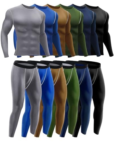 Hicarer 6 Pack Thermal Underwear for Men Fleece Lined Hunting Gear Set Base Layer Bottom Top for Cold Winter Weather, Vivid Color, XL