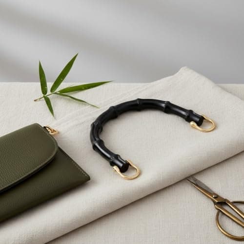 Brxmpn 2pcs Bamboo Joint Shaped Bag Handles with Metal Buckle U-shaped Purse Handles Handbag Handles for Tote Bag Making Decoration — view 3