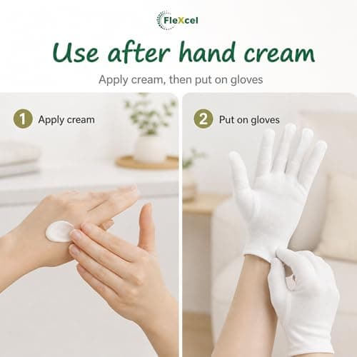 FleXcel Skin Sensitive Cotton Fibre White Eczema Gloves 1 Pair (2 Gloves) — view 4