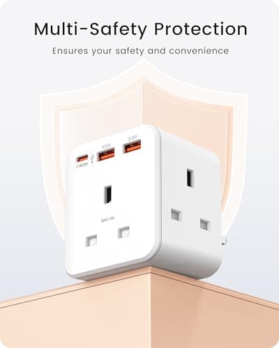 LENCENT 3 way plug adaptor with 3 Fast Charge USB，PD&QC 3.0 20W — view 5