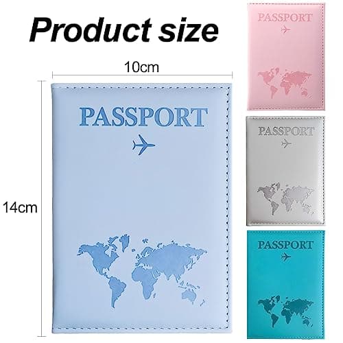 SamHeng Map Passport Holder, Portable Universal Passport Cover for Women Men, PU Leather Airplane Travel Wallet Case Organiser for Passport Credit Cards Boarding Passes (Pink) — view 2
