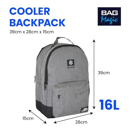 Cooler Backpack Insulated Lunch Bag Pink & Grey Bundle – Leakproof, Water Resistant Cooler Bag for Work, Travel, Picnic, Beach – Thermal Backpack with Pockets & Bottle Holder 28x15x39cm (Grey + Pink) — view 6