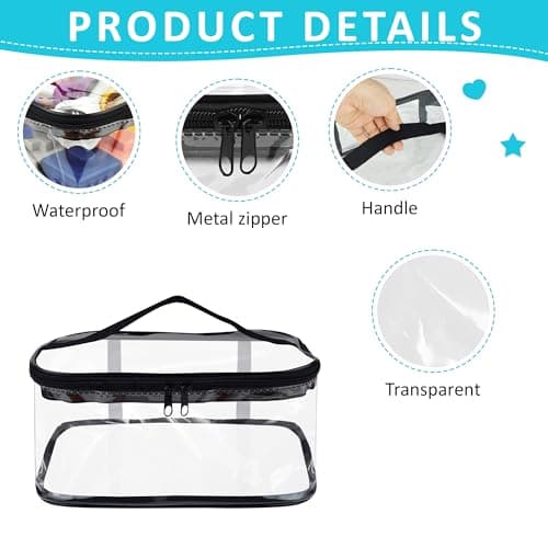 Axincardarm Clear Travel Toiletries Bag Plastic Makeup Bag 8 Pcs — view 3