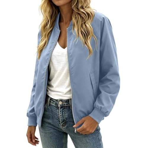 Womens Long Sleeve Waterproof Flight Jackets Windbreaker Lightweight Coat — view 6
