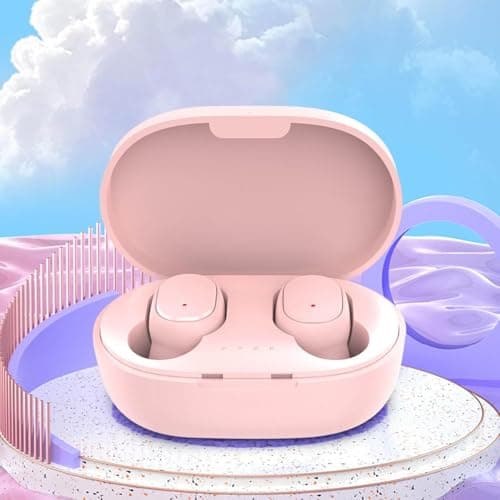 Pink Bluetooth Headphones - Wireless Earbuds - in-Ear Design Earphones - Ear Buds Headset, 𝖧𝗂-Fi Sound Quality, CVC6.0 Noise Cancelling, 𝘐𝘗𝘟4 𝘞𝘢𝘵𝘦𝘳𝘱𝘳𝘰𝘰𝘧, for Bussiness Sport Travel — view 3