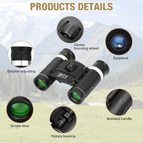OFFCUP 200x25 Compact Binoculars for Adults and Kids, Mini Pocket Binocular — view 5