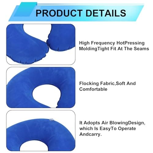 2 Pack Inflatable Neck Pillow for Travel - Portable and Comfortable Travel Pillow for Airplane, Neck Support Pillow for Adults and Kids, Easy to Inflate Travel Pillow for Sleeping on Long Journeys — view 3