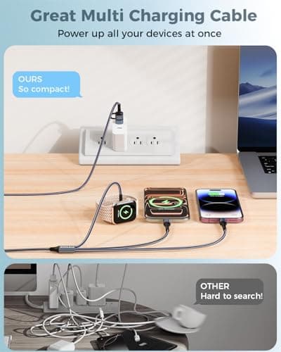 5FT Travel Essentials for Apple Watch Charger,Multi Charging Cable for iPhone 17,iWatch Charger USB C Cord,Car Cruise RV Camping Essentials 2026 for iWatch Ultra/11&iPhone 16/15, Xbox One Cables — view 3