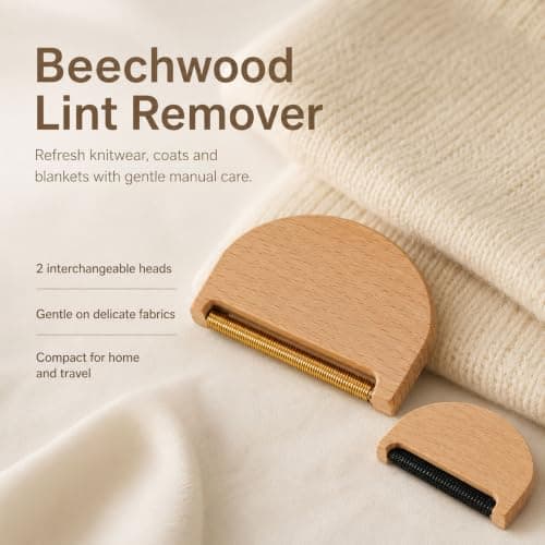 2 Pack Beech Wood Cashmere Comb Set, Manual Lint Remover for Wool Knitwear — view 3