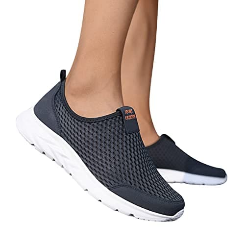 Women Sneakers Shoes Casual Shoes Unisex Lightweight Work Shoes Non Slip Walking Shoes Low Top Running Shoes Hiking Shoes Sporty Breathable Slip On Work Trainers (Dark Blue, 5) — view 2
