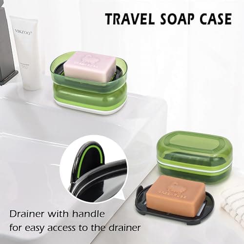 AIDIMMING Travel Soap Case, Bath Soap Holder, Bar Soap Dish with Lid for Traveling,Portable Bar Soap Container for Traveling, Camping, Gym, Bathroom (Green) — view 2