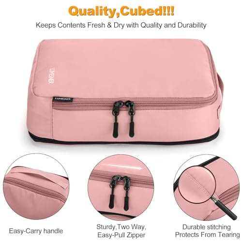 Compression Packing Cubes, Lumesner 8 Set Travel Essentials Packing Cubes for Carry on Suitcases, Compression Suitcase Organizers Bag Set & Travel Cubes (8-piece, Pink) — view 6