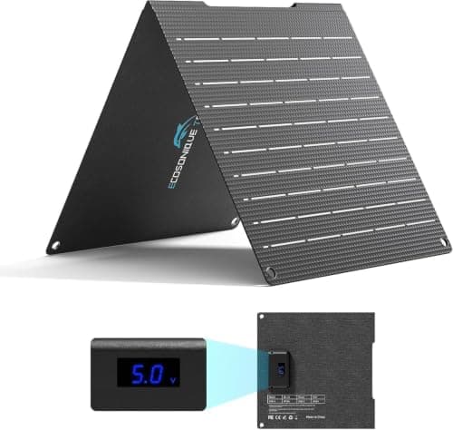 15W Portable Solar Charger with Digital Power Display, USB-C USB-A (for UK)