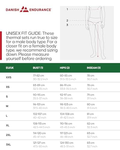 DANISH ENDURANCE Thermal Underwear Mens & Womens, Base Layer Set, Long Johns and Long Sleeve Top, Unisex Black M — view 6