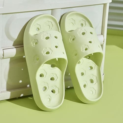 Quick-Dry Slip On Water Shoes for Men Women, Lightweight Mesh Pool Slippers with Drainage Holes for Beach Shower Bathroom, Non-Slip Indoor Outdoor Aqua Socks (Green, 6) — view 2