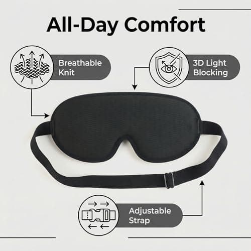Sleep Mask Women Men 3D Contoured Eye Mask for Sleeping Mesh Fabric Side Sleeper Friendly Nap Rest Travel Essentials — view 2