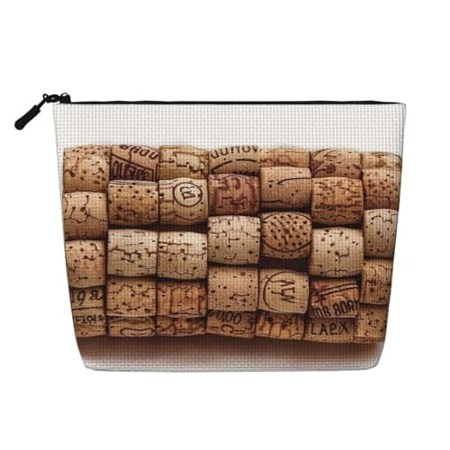 Wine Cork Print Makeup Bag, Travel Cosmetic Bag for Women Large Capacity Organiser Bag Wash Bags for Travel Daily Use