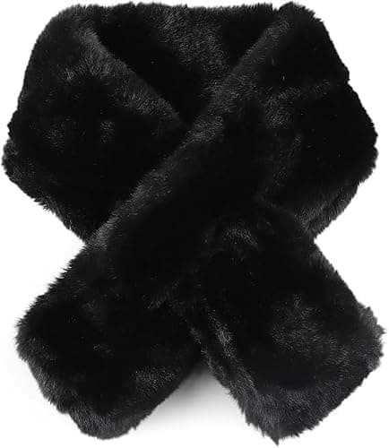 Spunklad Womens Winter Fleece Warm Scarf, Black Soft Neck Warmer
