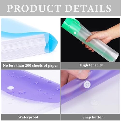 Plastic Wallets Punched Pockets A4 with Button 12 Pack — view 3